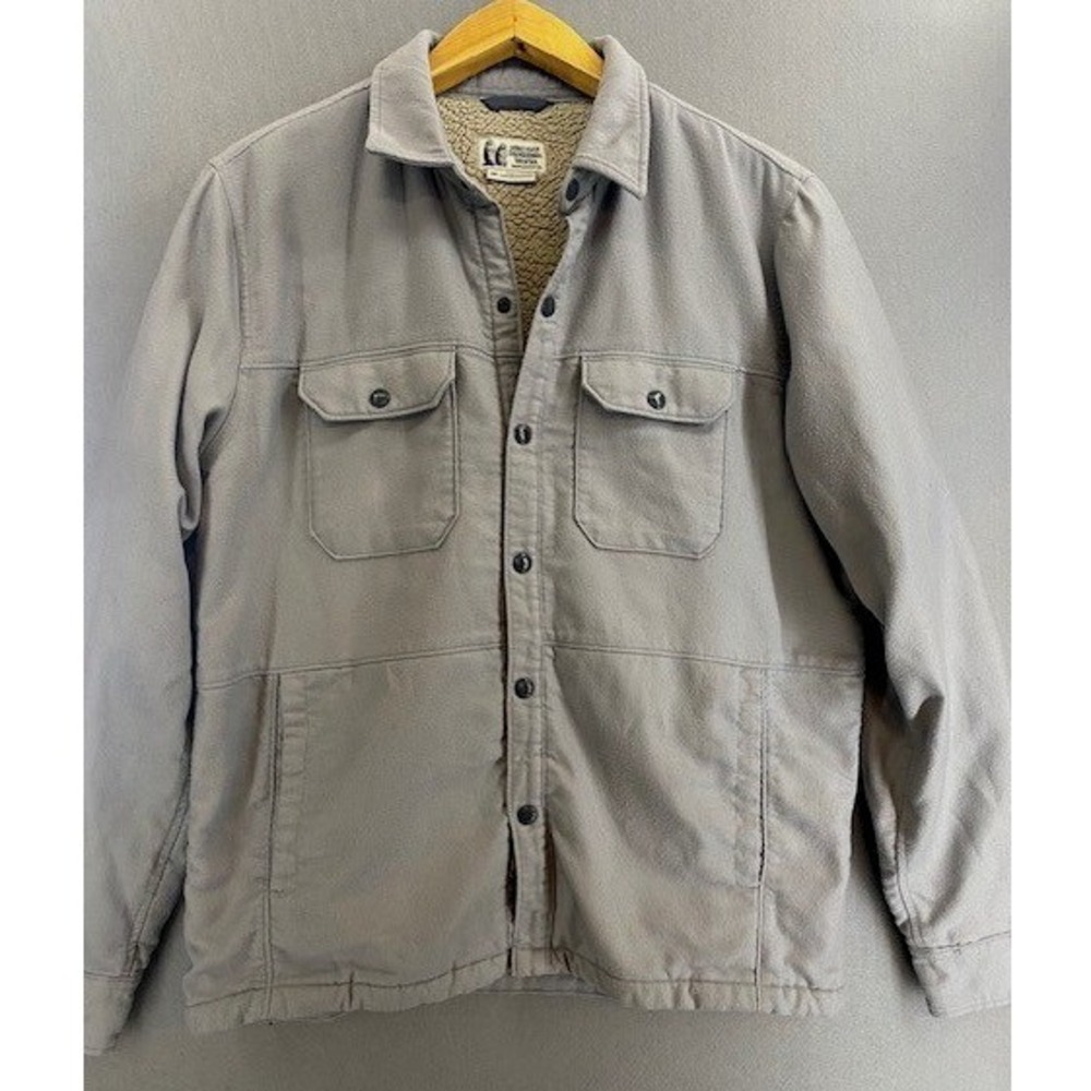 Marmot Mountain Works Mens Grey Sherpa Lined Snap Front‎ Shirt Jacket Size M